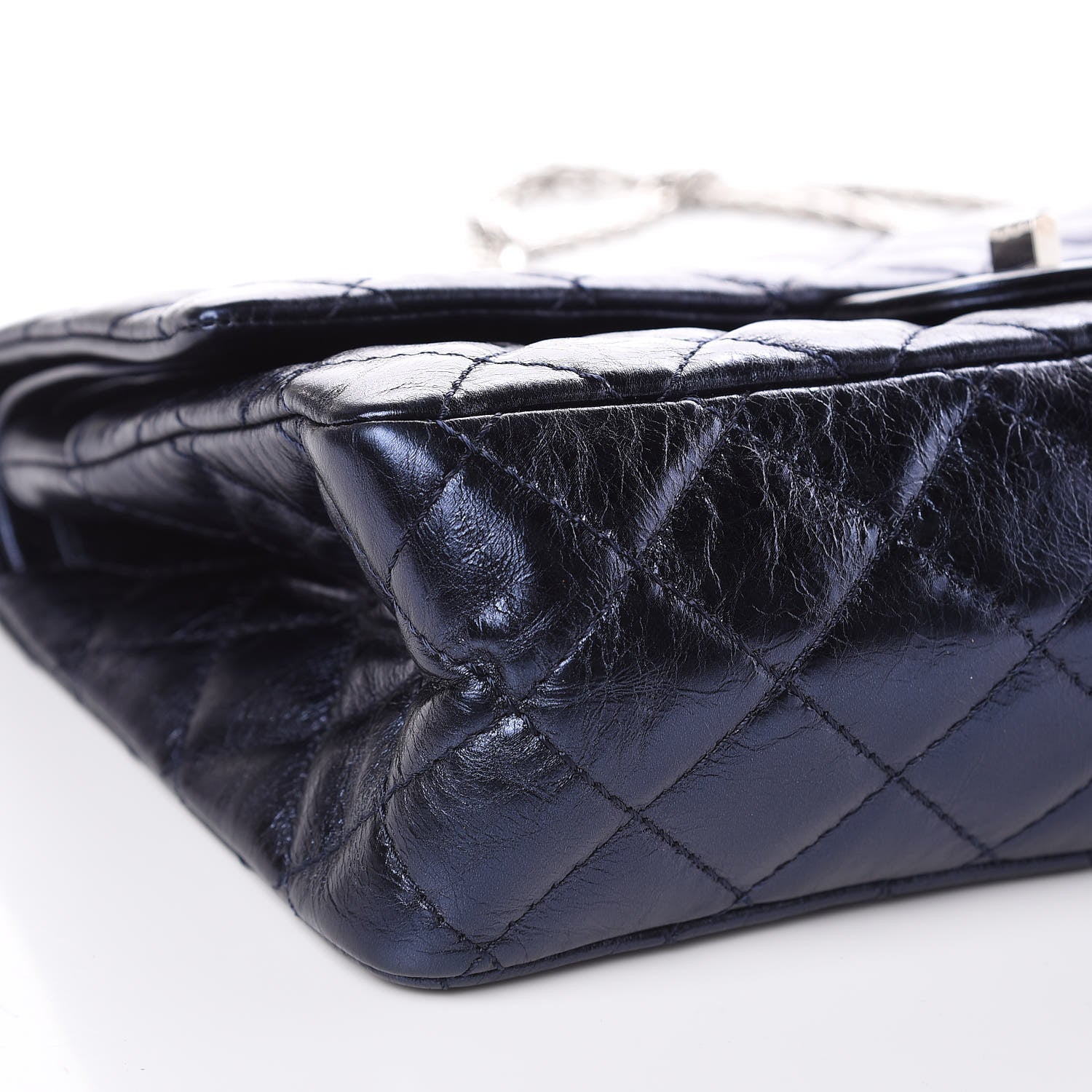 Chanel Metallic Calfskin Quilted 2.55 Reissue 226 Flap Dark Navy Blue 8 of 10