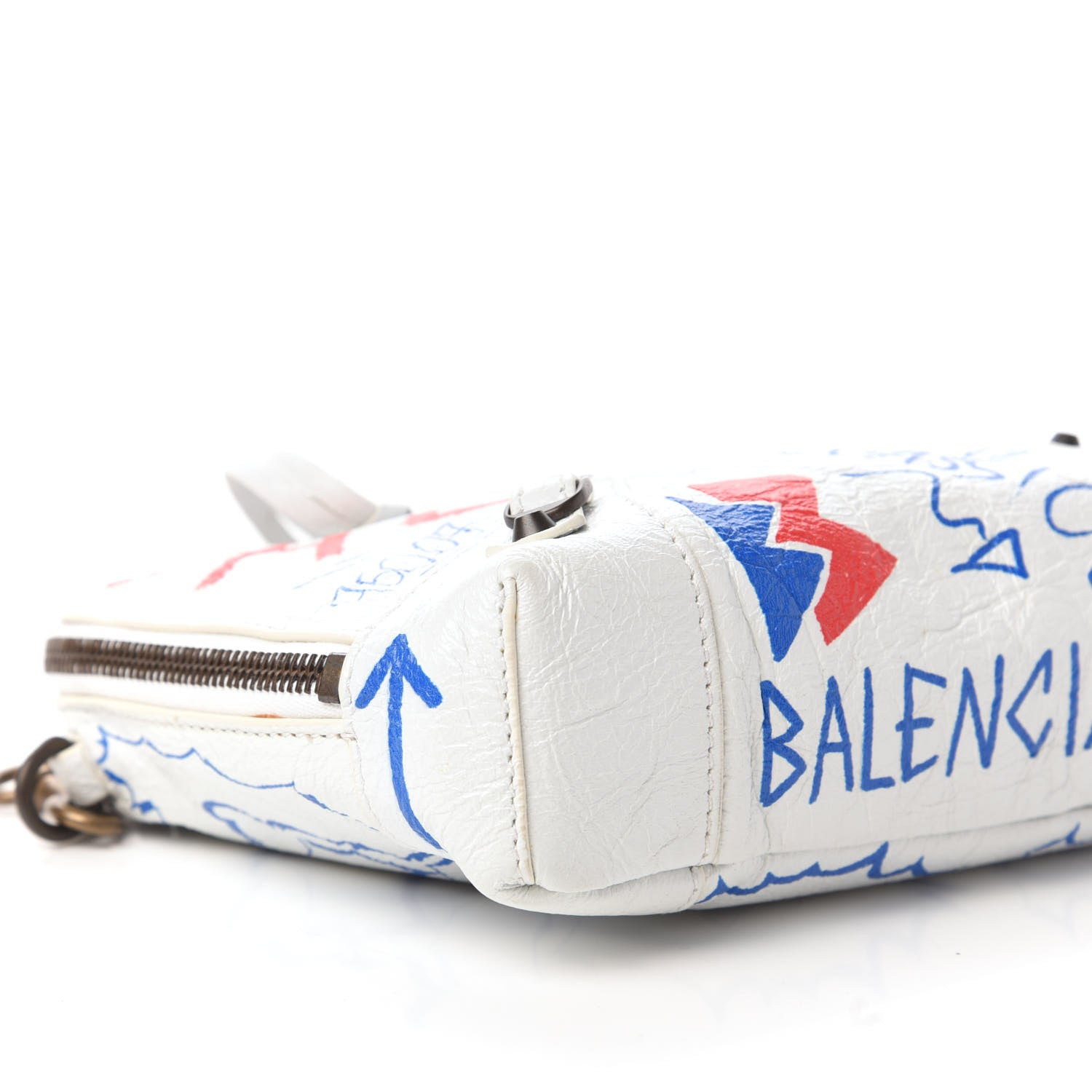 Balenciaga Agneau Graffiti All Over Classic Hardware Reporter XS White Bleu Rouge 6 of 9