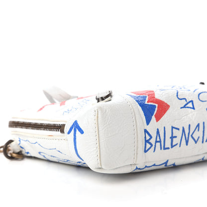 Balenciaga Agneau Graffiti All Over Classic Hardware Reporter XS White Bleu Rouge 6 of 9