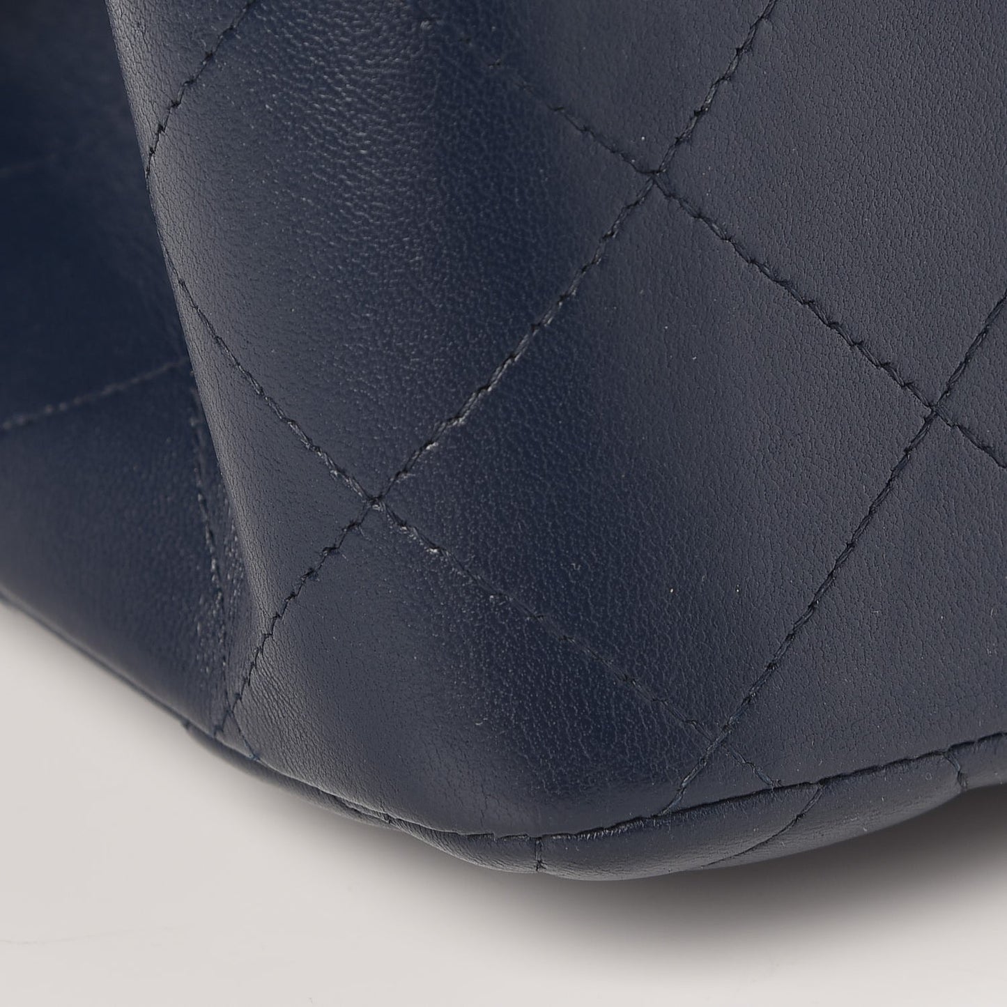 Lambskin Quilted Jumbo Double Flap Navy