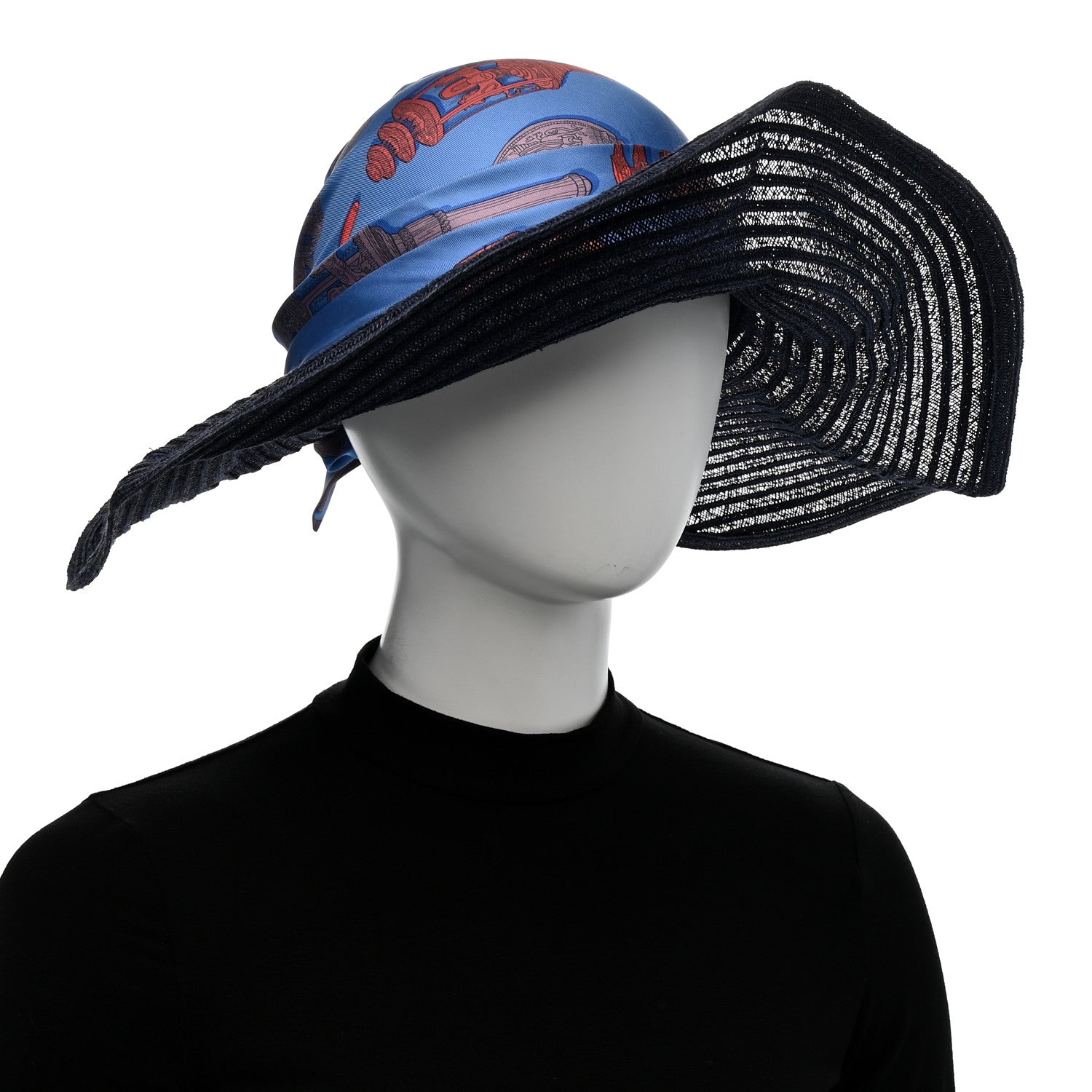 Hermes Straw Silk Scarf Chapeau Hat 2 of 9
