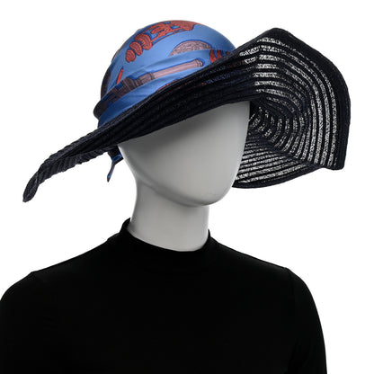 Hermes Straw Silk Scarf Chapeau Hat 2 of 9