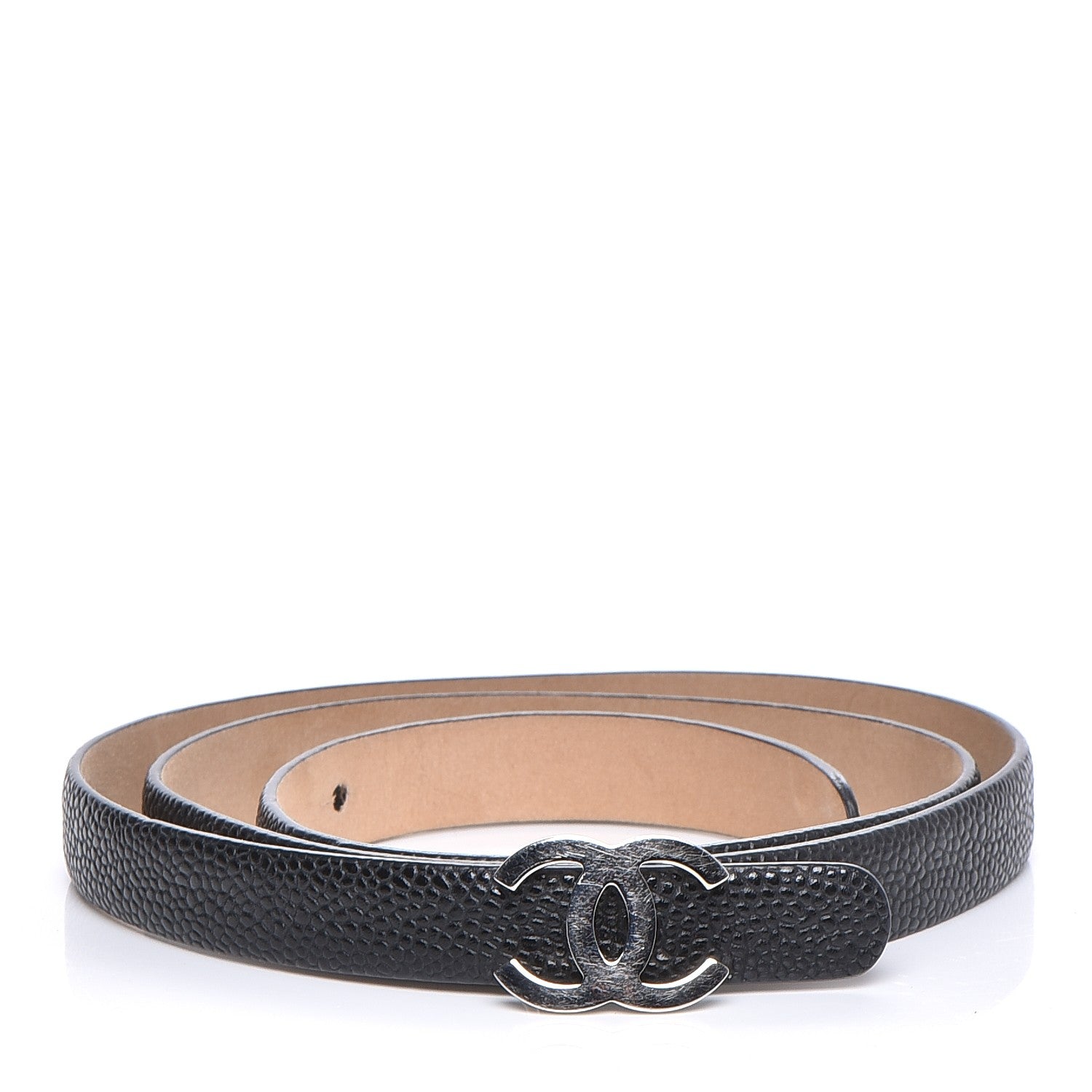 Chanel Caviar CC Logo Skinny Belt Black 80 32 1 of 5