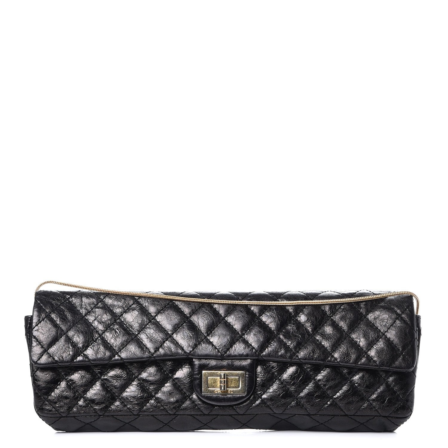 Chanel Glazed Calfskin 2.55 Reissue East West Clutch Black 1 of 8