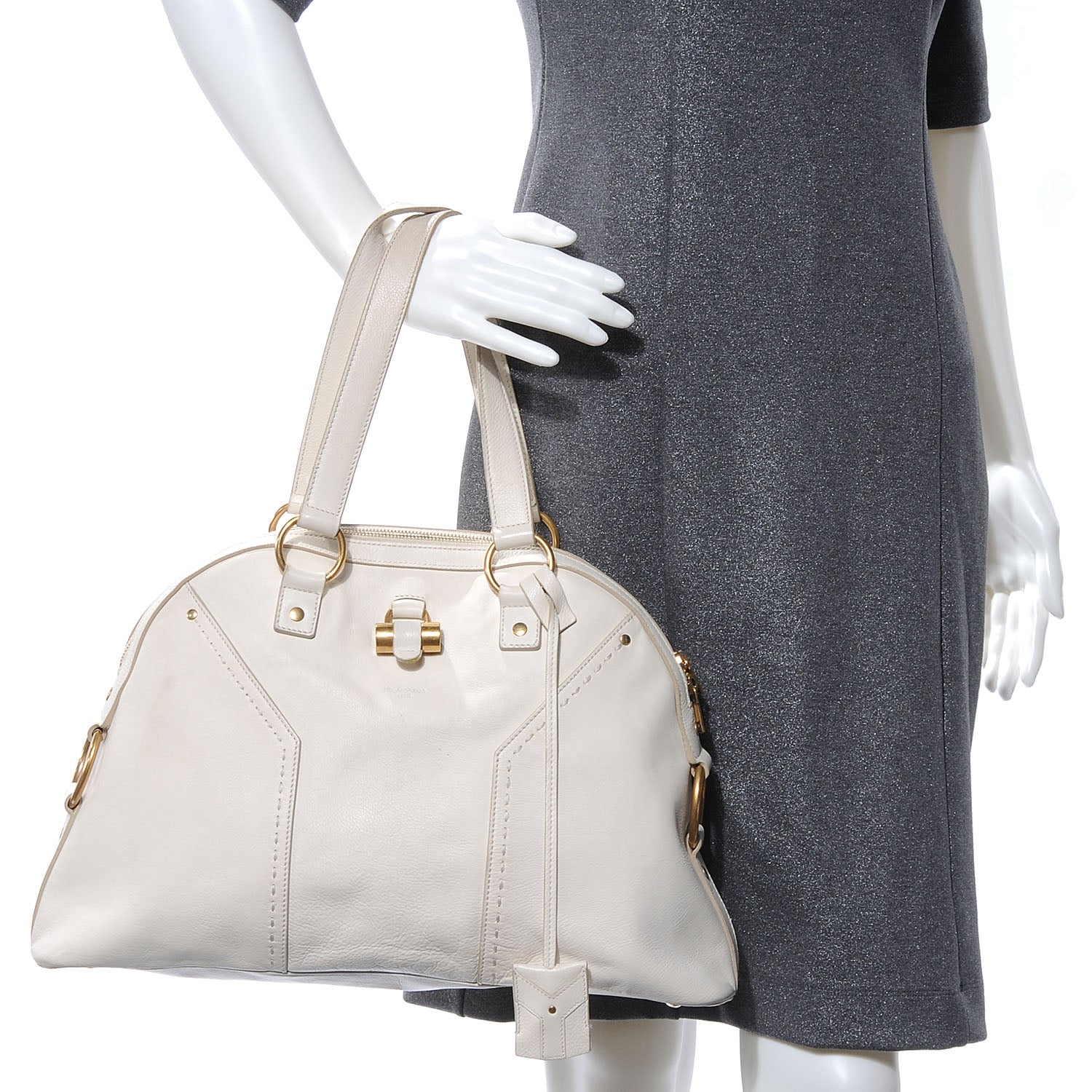 Saint Laurent Leather Large Muse Ivory 2 of 11
