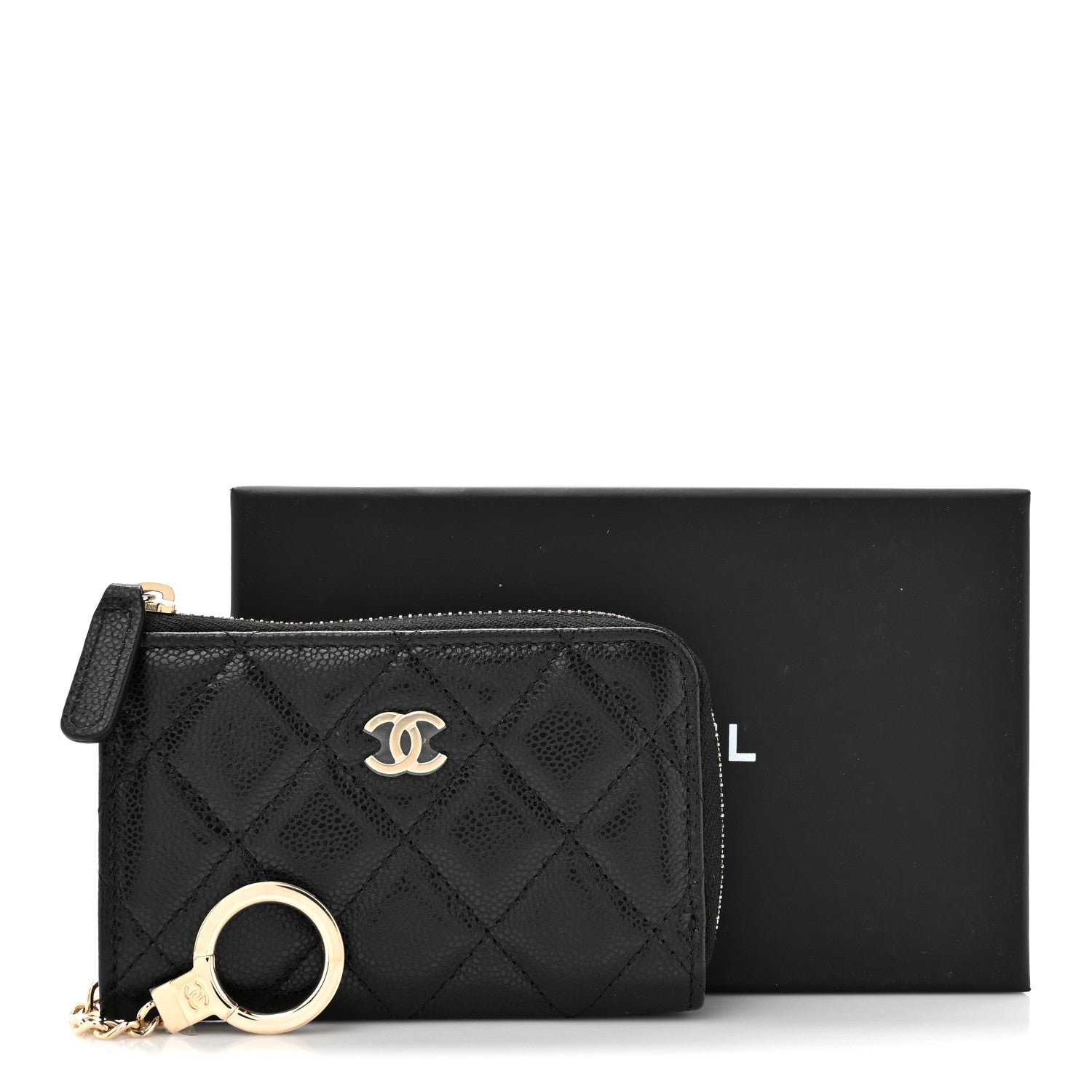 Chanel Caviar Quilted Zipped Key Holder Case Black 8 of 8