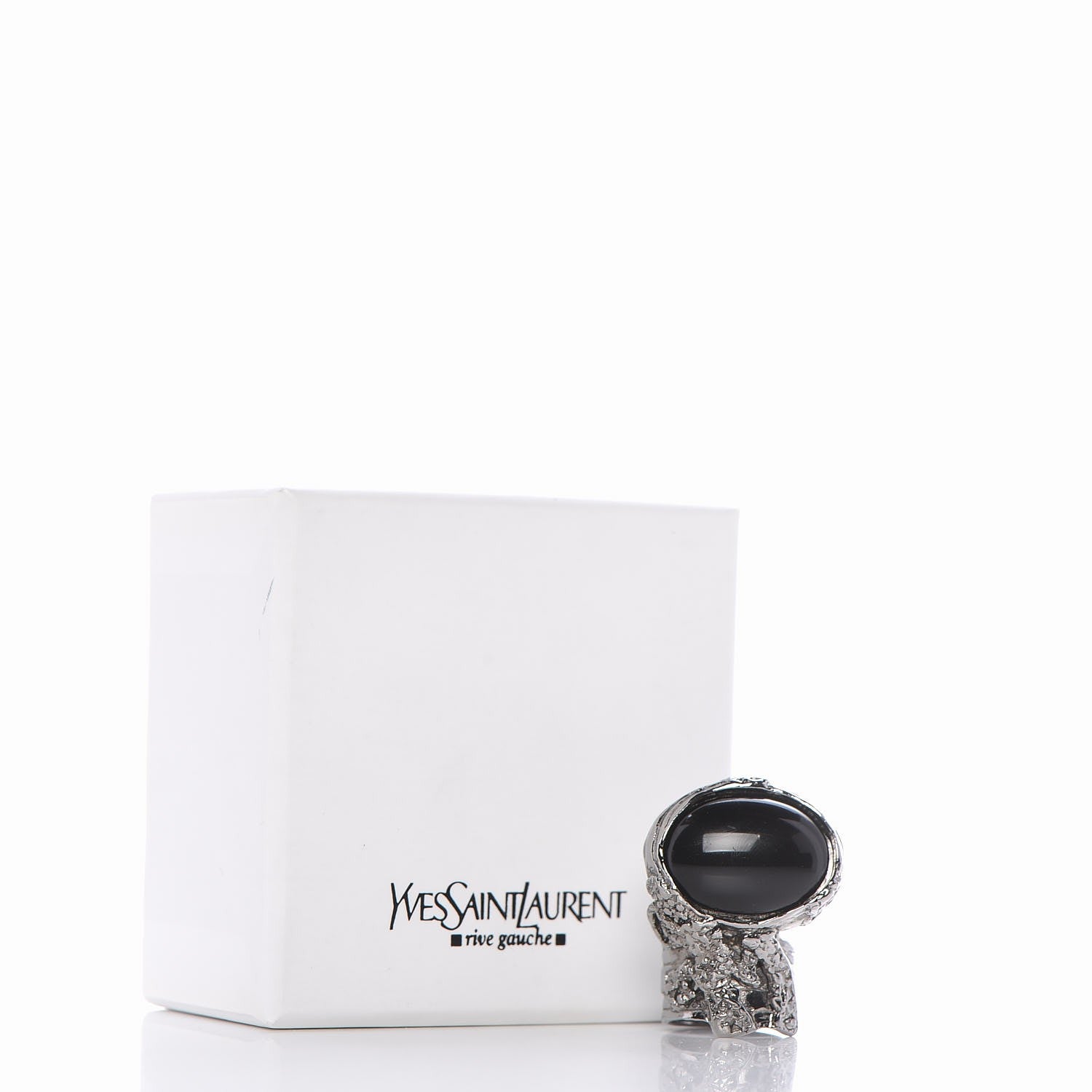 Saint Laurent Glass Cabochon Arty Ovale Ring 7 Gunmetal Black 5 of 5