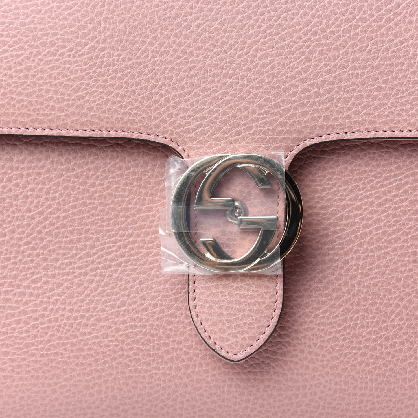 Dollar Calfskin Medium Interlocking G Top Handle Shoulder Bag Soft Pink