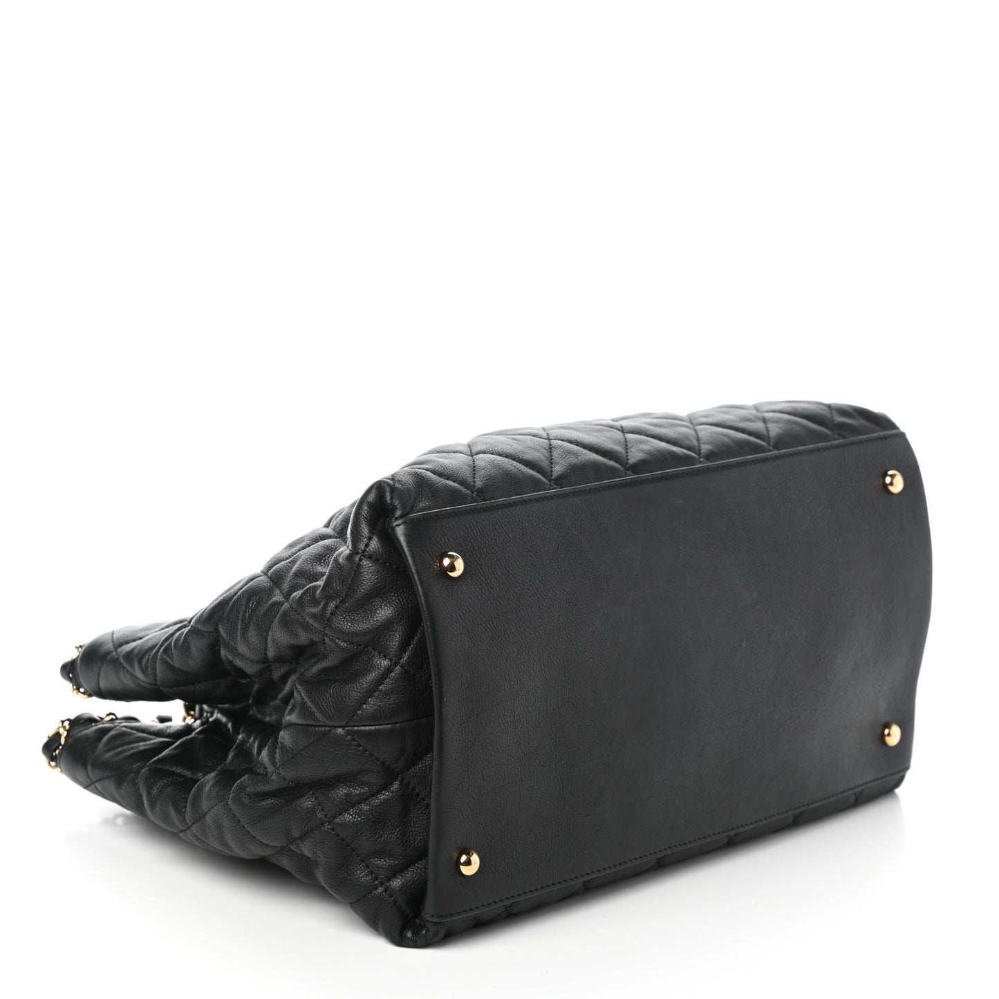 Calfskin Quilted Small Chain Me Tote Black