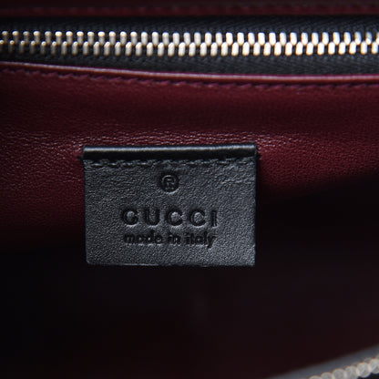 Gucci Smooth Calfskin Diagonal Striped Medium Zumi Top Handle Bag Black Beige 5 of 10