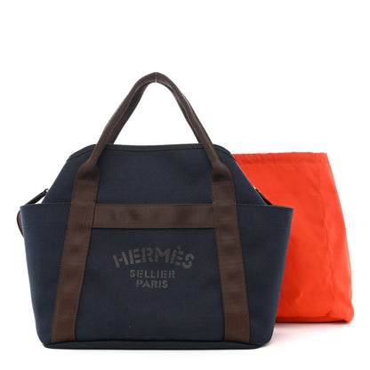 Hermes Canvas The Grooming Bag Bleu Navy Feu 1 of 12