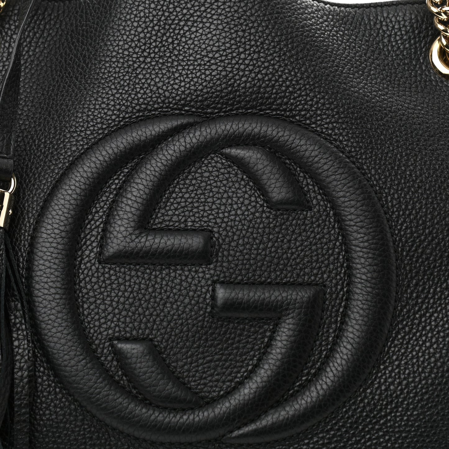Pebbled Calfskin Medium Soho Chain Shoulder Bag Black