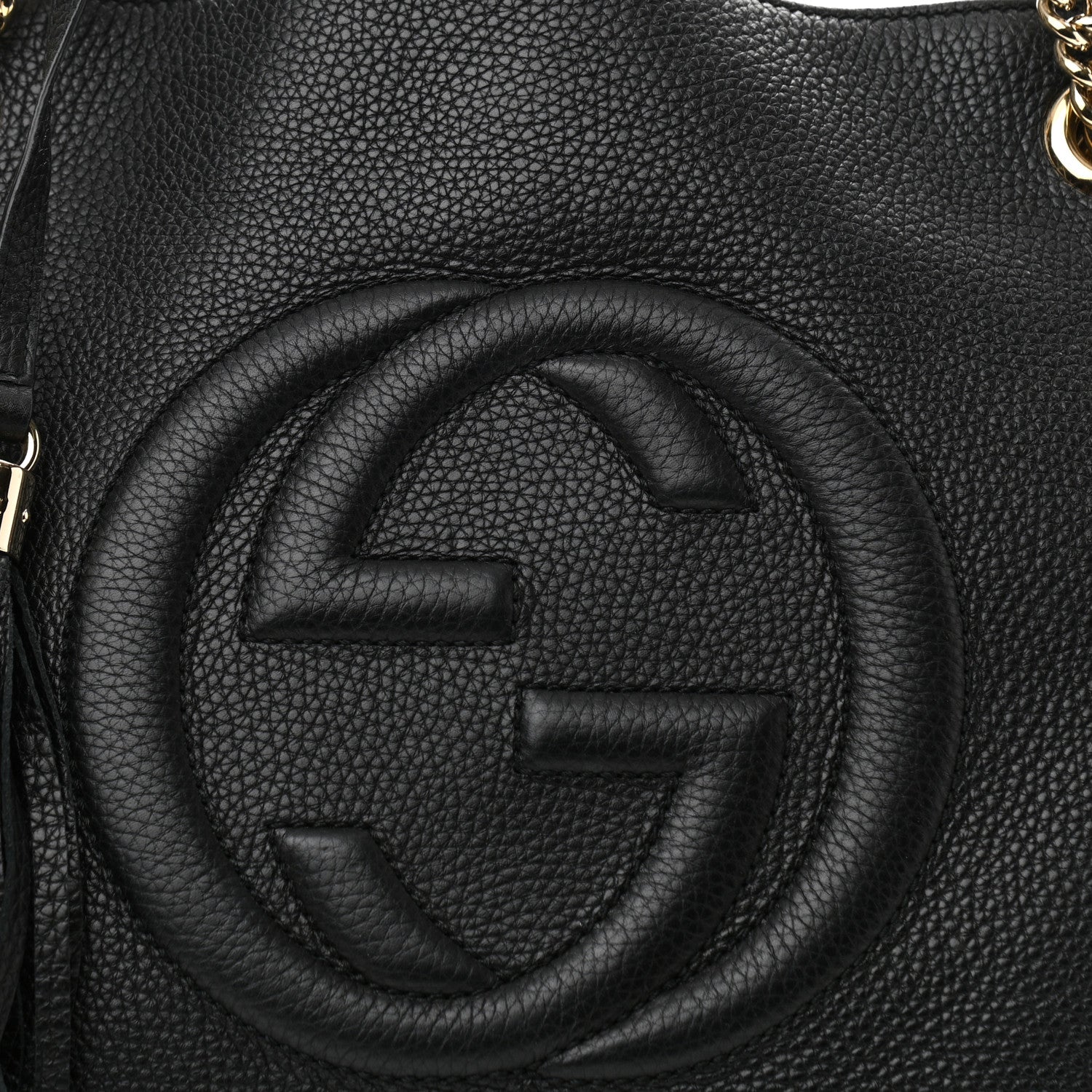 Gucci Pebbled Calfskin Medium Soho Chain Shoulder Bag Black 8 of 13