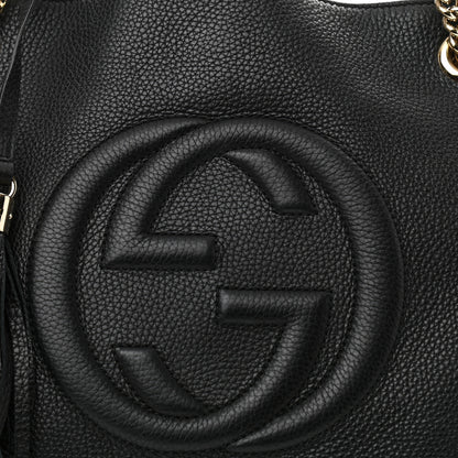 Gucci Pebbled Calfskin Medium Soho Chain Shoulder Bag Black 8 of 13