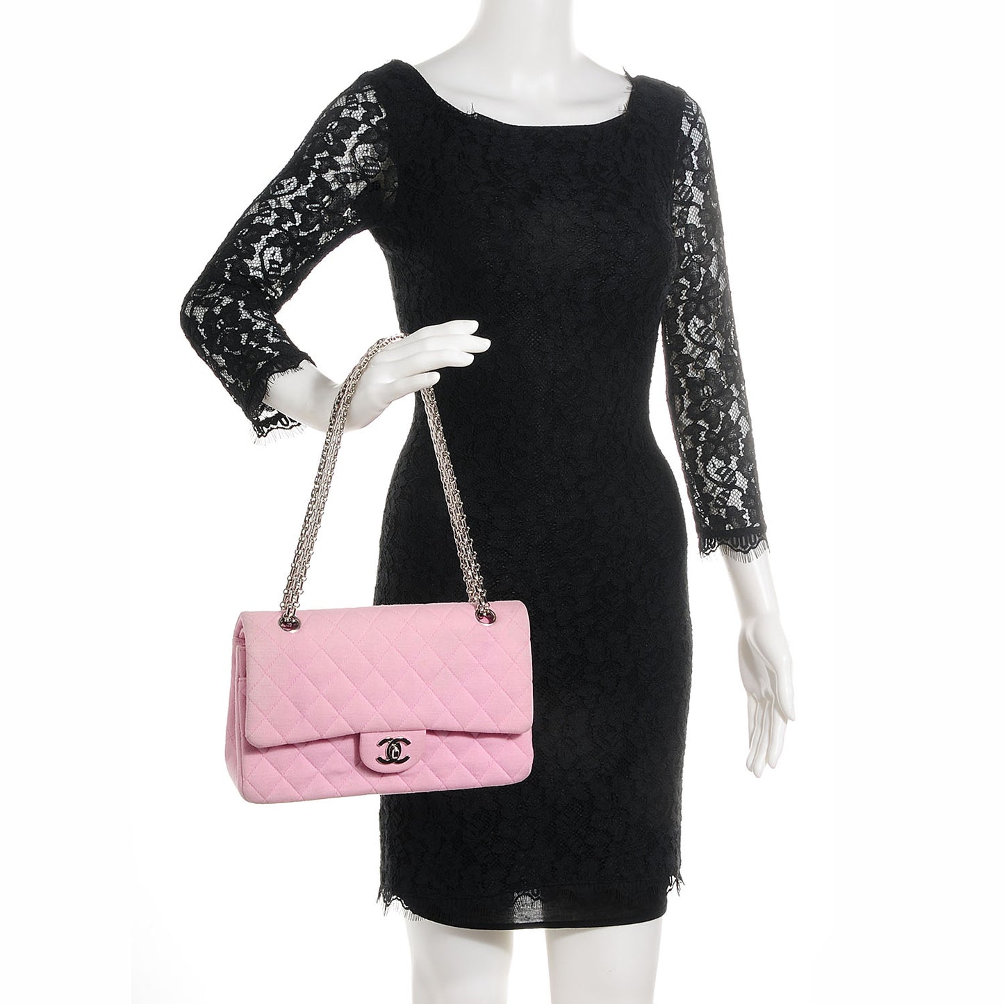 Jersey Quilted Medium Double Flap Pink