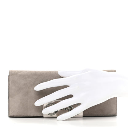 Gucci Suede Crystal Horsebit Clutch Grey 2 of 7