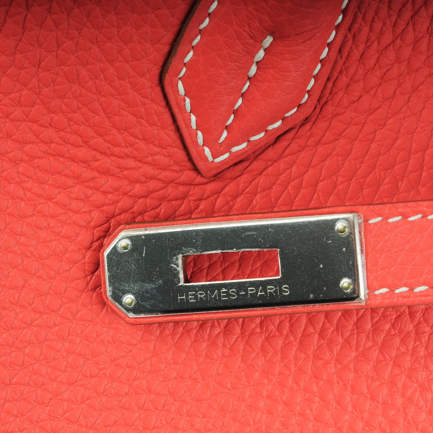 Hermes Taurillon Clemence Eclat Birkin 40 Sanguine Blanc 8 of 24