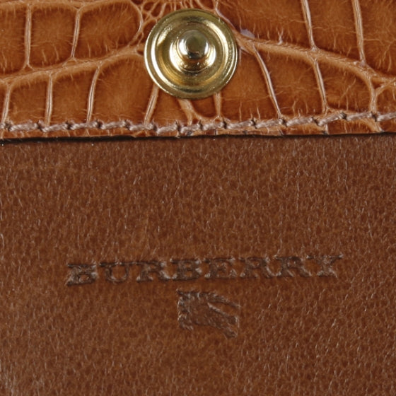 Crocodile Compact Wallet Cognac