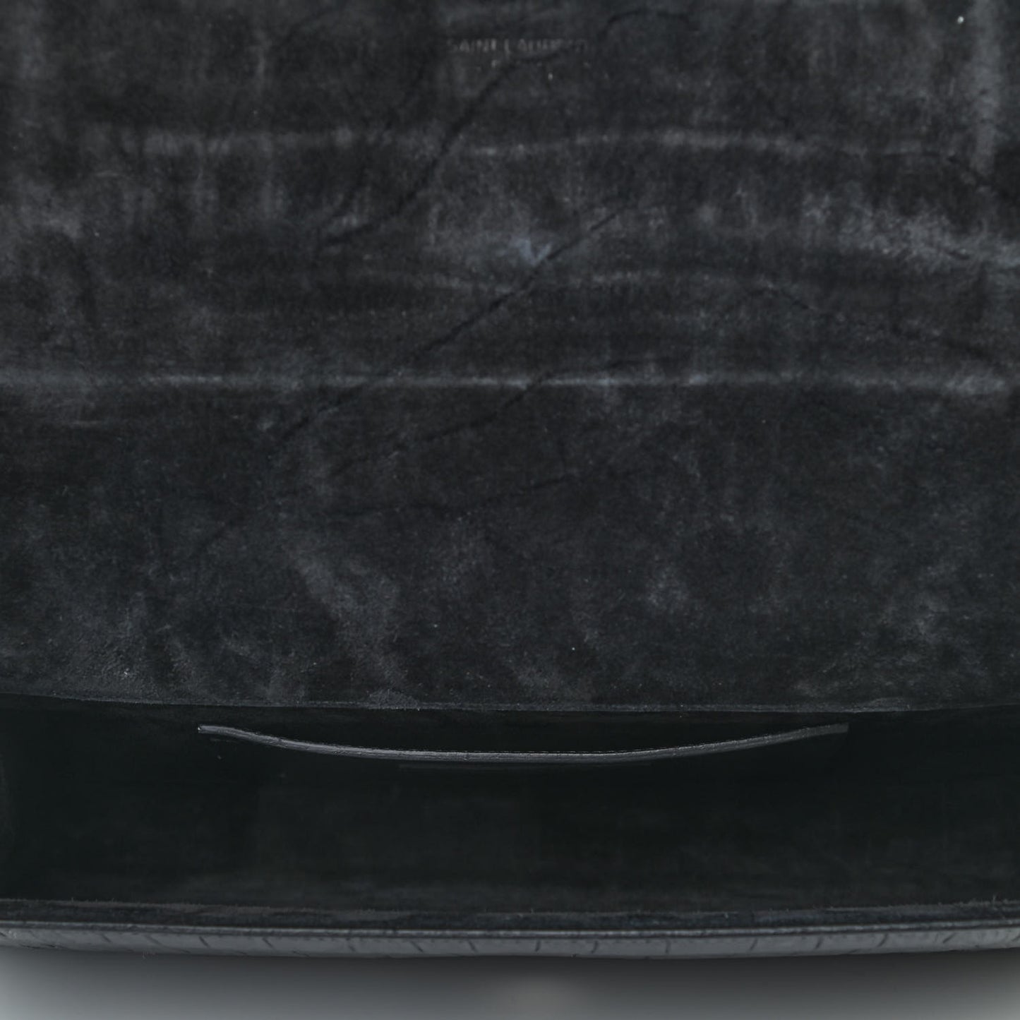 Calfskin Crocodile Embossed Classic Monogram Tassel Clutch Black