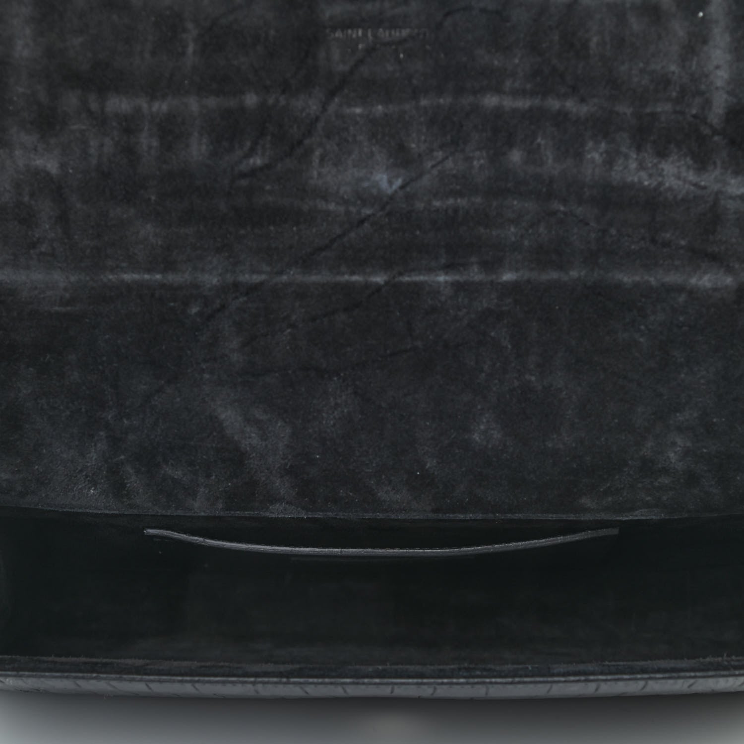 Saint Laurent Calfskin Crocodile Embossed Classic Monogram Tassel Clutch Black 5 of 7