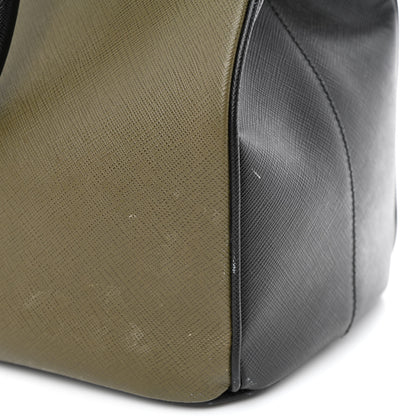 Prada Saffiano Lux Bi-Color Medium Galleria Double Zip Tote Militare Black 11 of 11