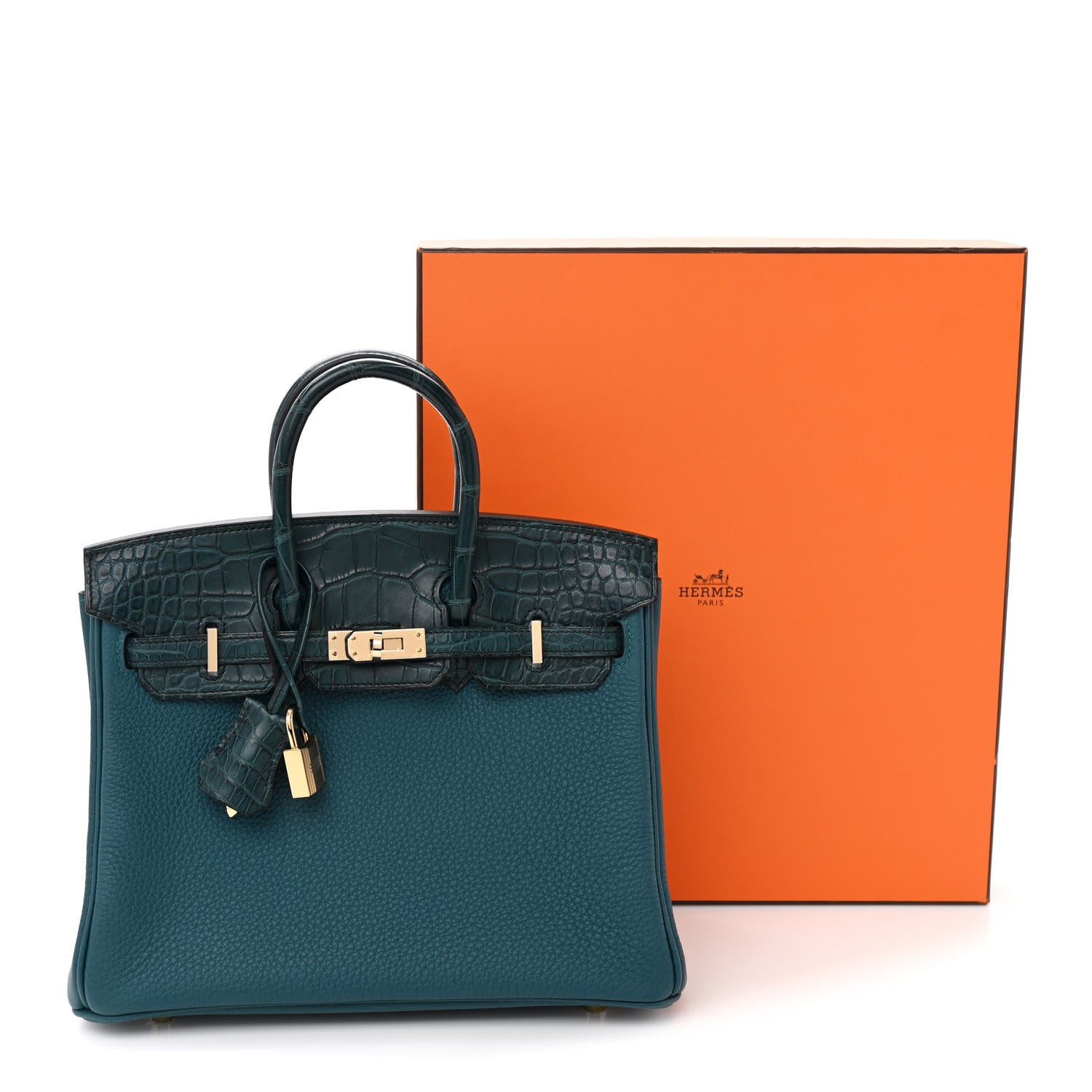 Hermes Togo Matte Alligator Birkin Touch 25 Vert Bosphore 12 of 12