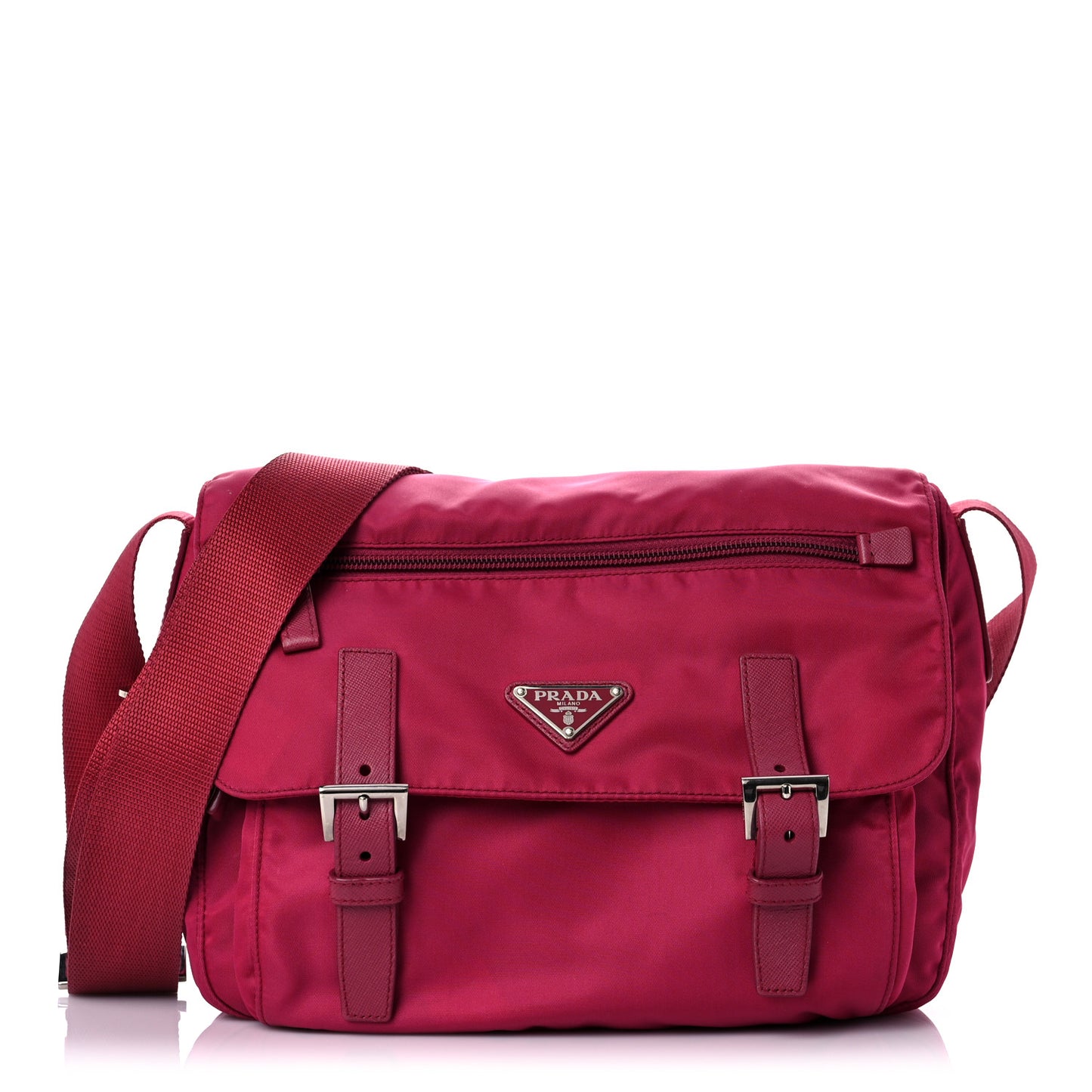 Tessuto Nylon Saffiano Messenger Bag Fuxia