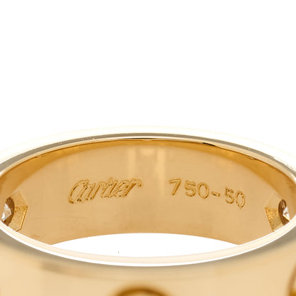 Cartier 18K Yellow Gold 3 Diamond 5.5mm LOVE Ring 50 5.25 4 of 6