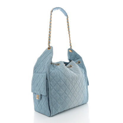 Chanel Washed Denim Quilted Medium Chanel 25 Handbag Blue 4 of 11