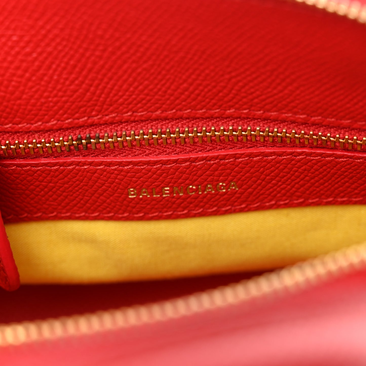 Signature Grained Calfskin Logo XXS Ville Top Handle Bag Rouge Coquelicot Black