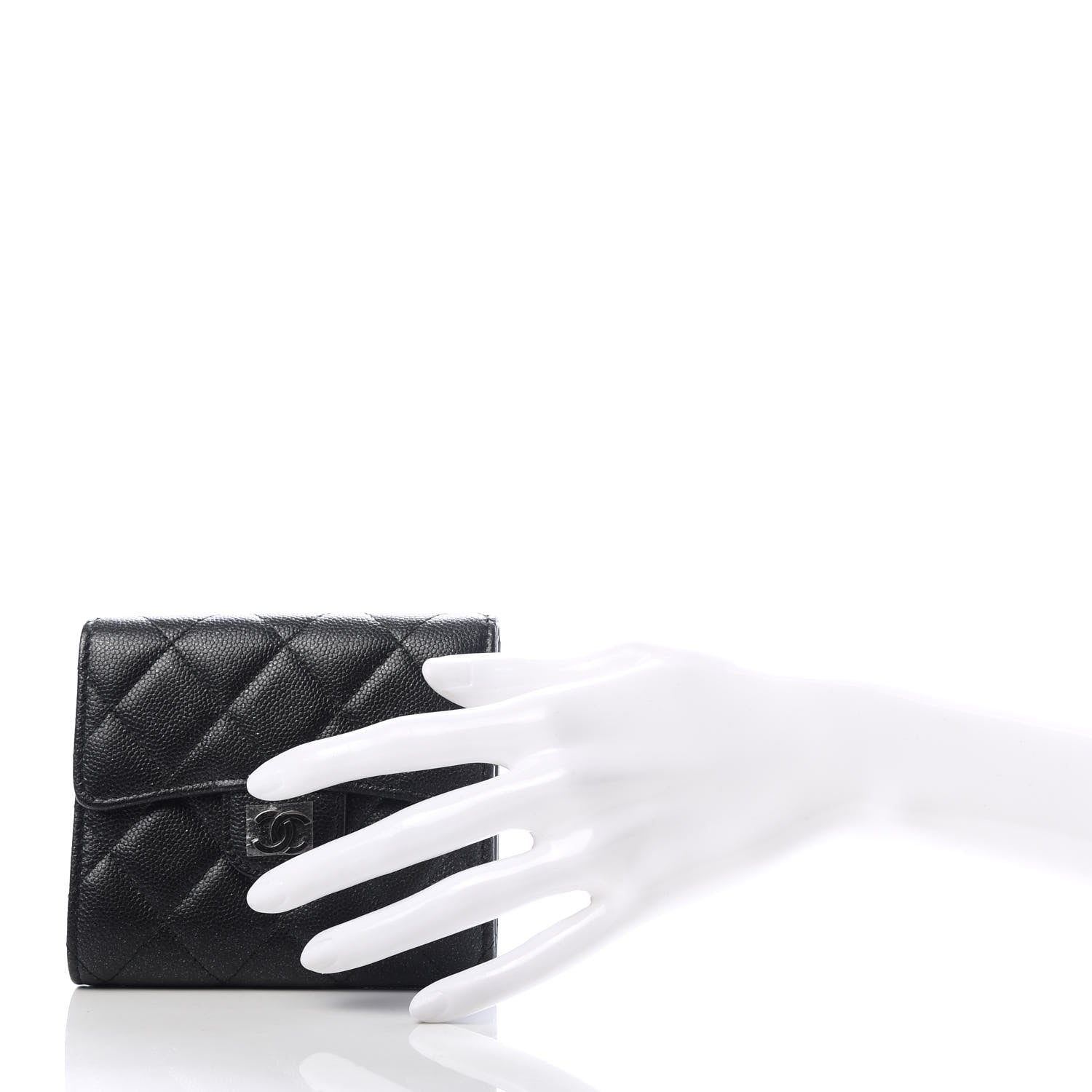 Chanel Iridescent Caviar Quilted Compact Flap Wallet Black 2 of 9