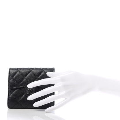 Chanel Iridescent Caviar Quilted Compact Flap Wallet Black 2 of 9