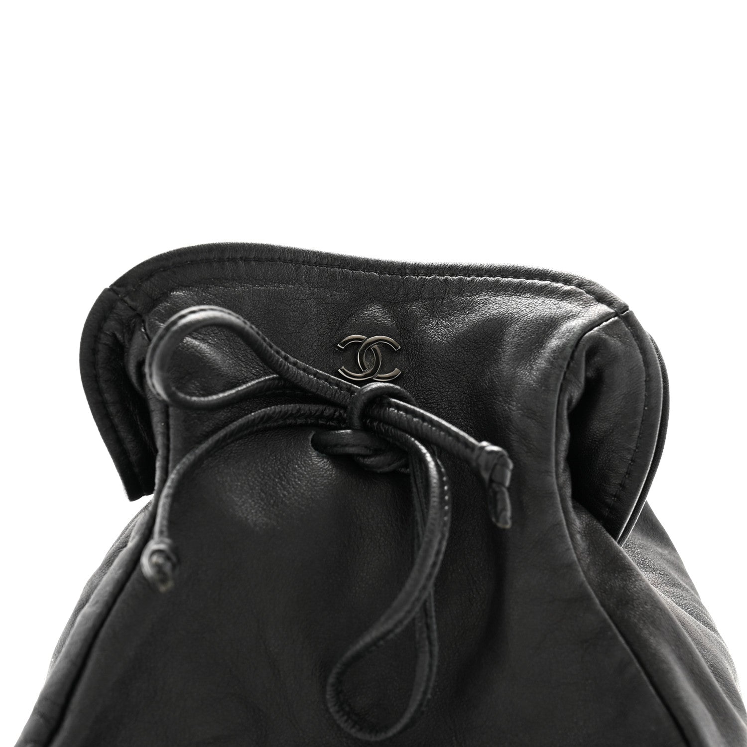 Chanel Lambskin Drawstring Bag Black 9 of 13