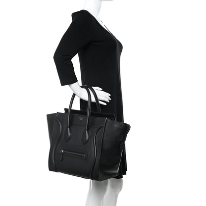 Celine Drummed Calfskin Mini Luggage Black 2 of 13