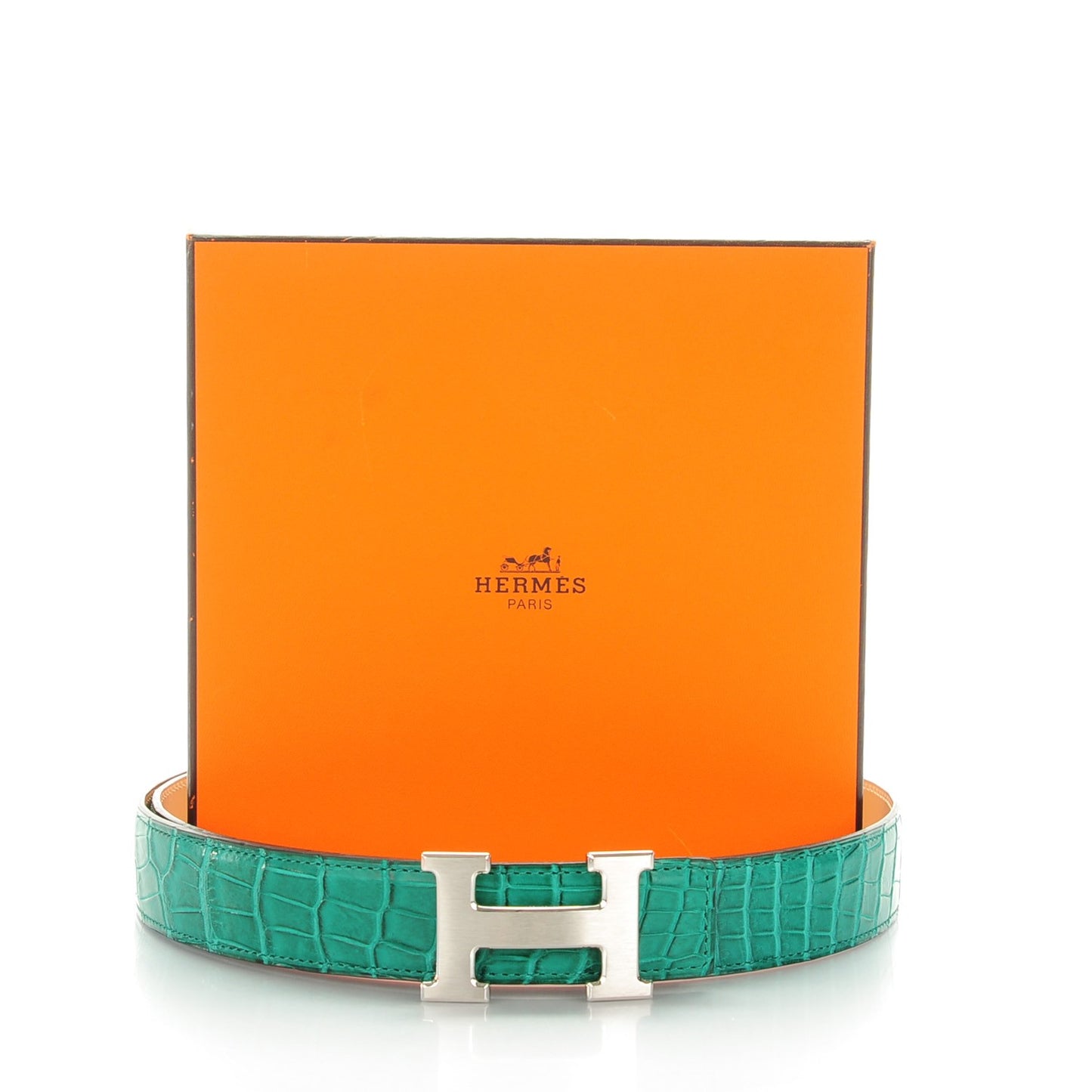 Matte Porosus Crocodile 32mm H Belt 90 Malachite