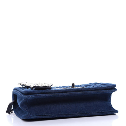 Miu Miu Denim Matelasse Crystal Embellished Shoulder Bag Blue 4 of 11