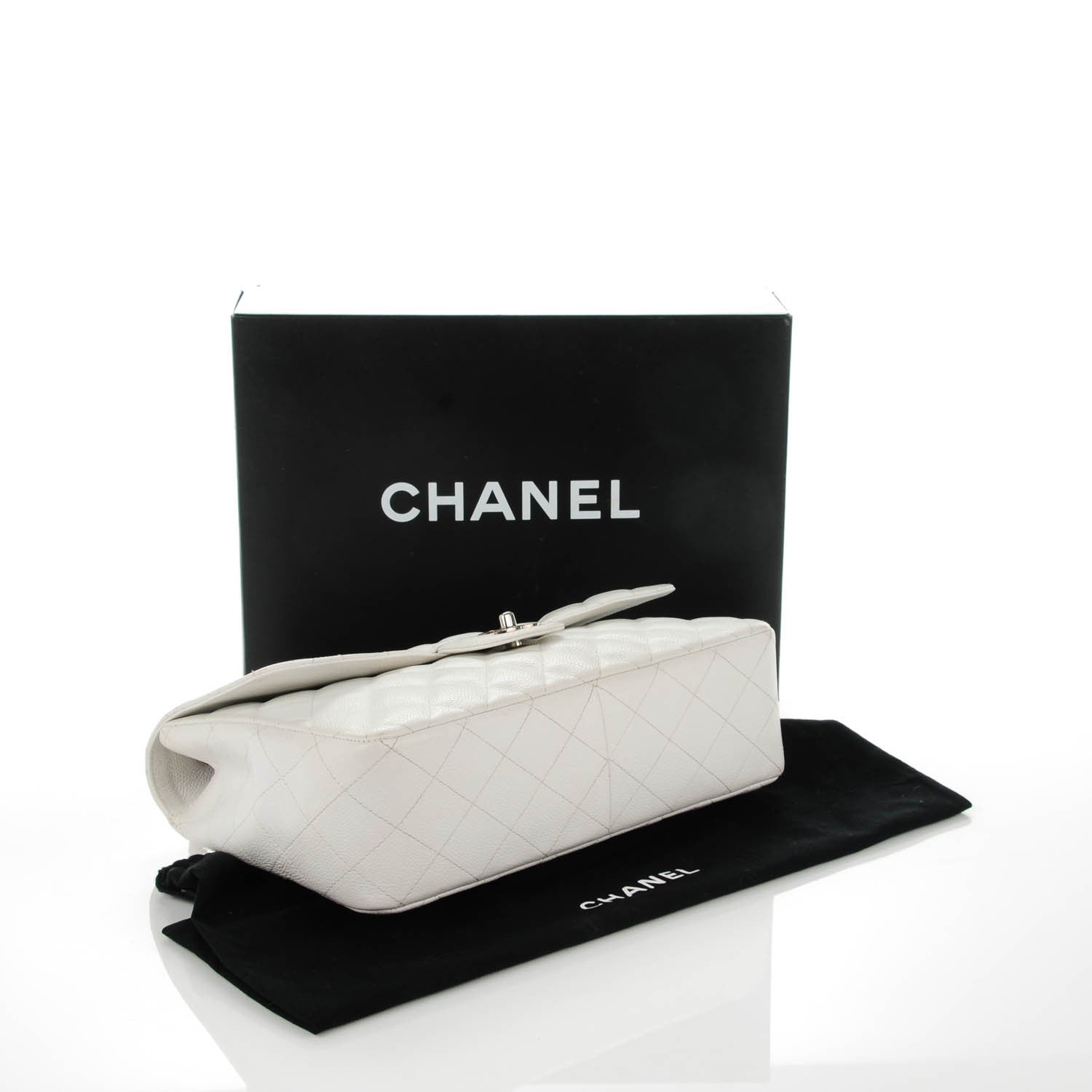 Chanel Caviar Quilted Jumbo Single Flap White 5 of 8