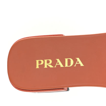 Prada Jacquard Trianglolo Symbole Ibiscus Metal Triangle Logo Embroidered 10mm Slide Sandals 37 Arancio White 7 of 7