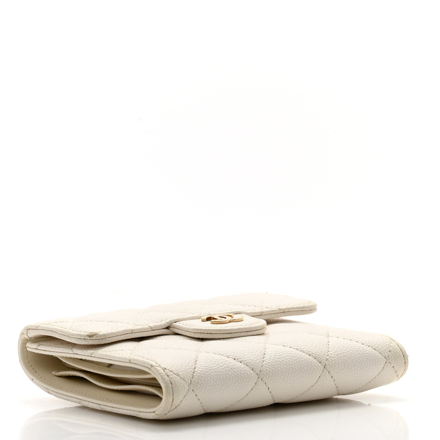 Chanel Caviar Quilted Compact Flap Wallet White 4 of 15
