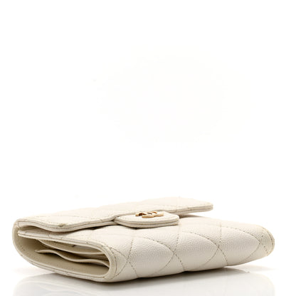 Chanel Caviar Quilted Compact Flap Wallet White 4 of 15
