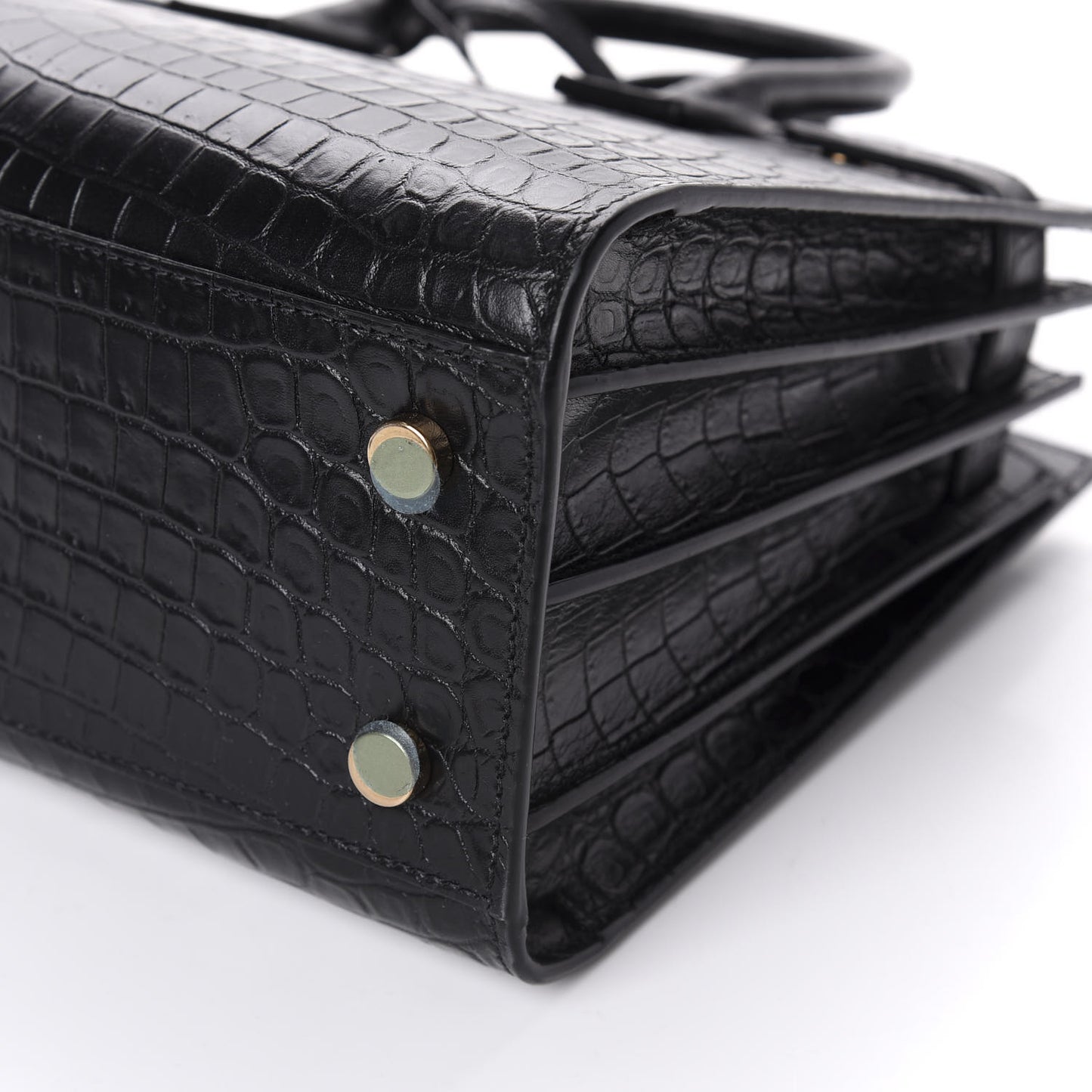 Calfskin Crocodile Embossed Baby Sac De Jour Black