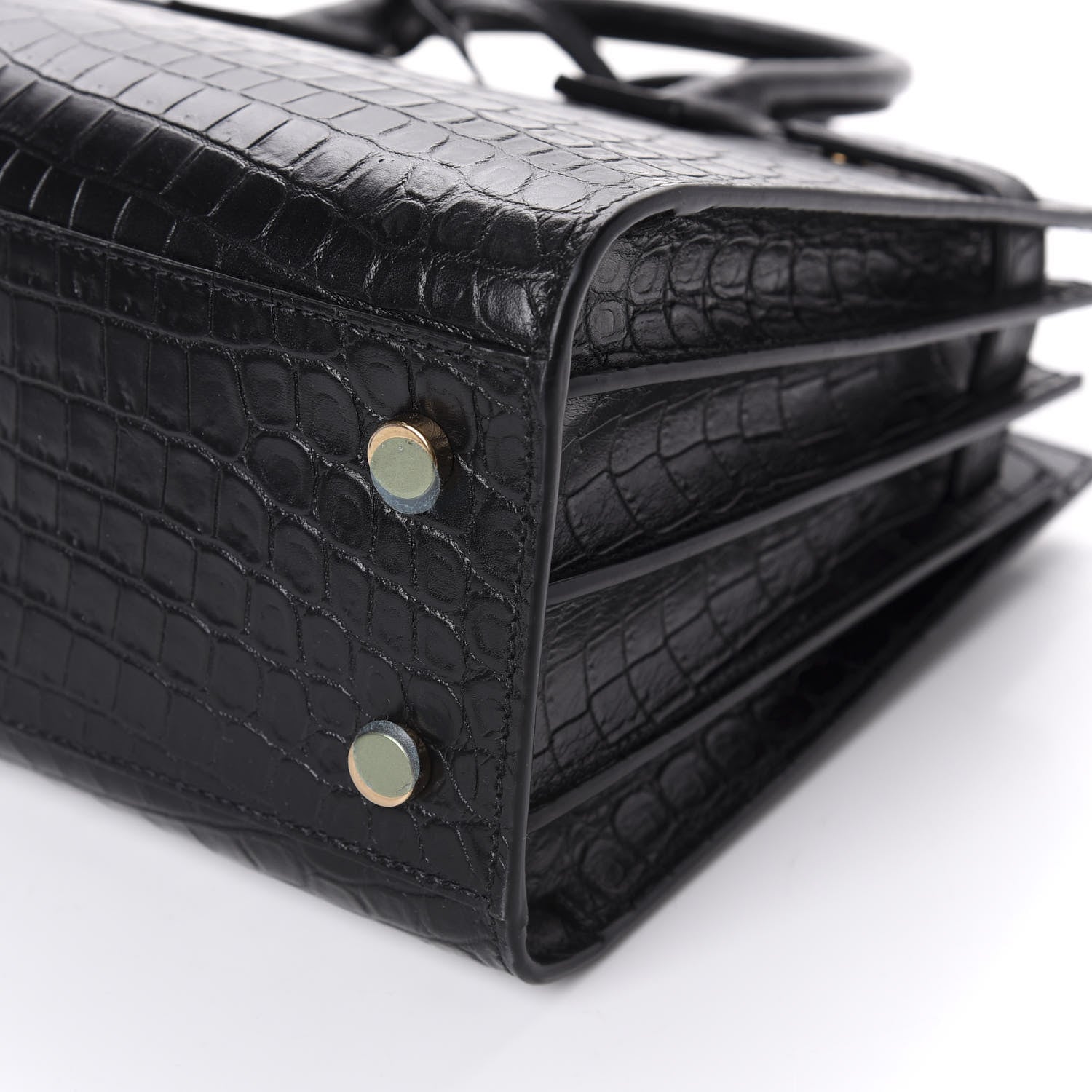 Saint Laurent Calfskin Crocodile Embossed Baby Sac De Jour Black 8 of 11