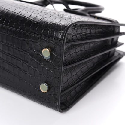 Saint Laurent Calfskin Crocodile Embossed Baby Sac De Jour Black 8 of 11