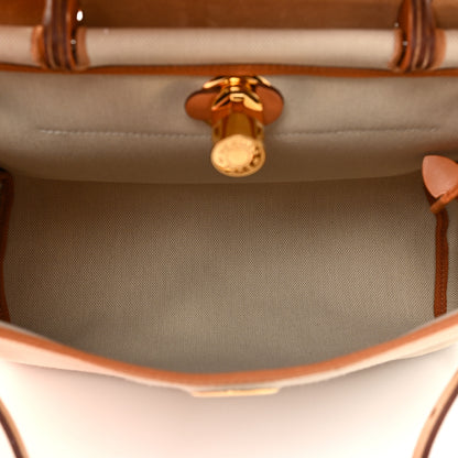 Hermes Military Toile Vache Hunter Herbag Zip Retourne 31 PM Beton Naturel 6 of 12