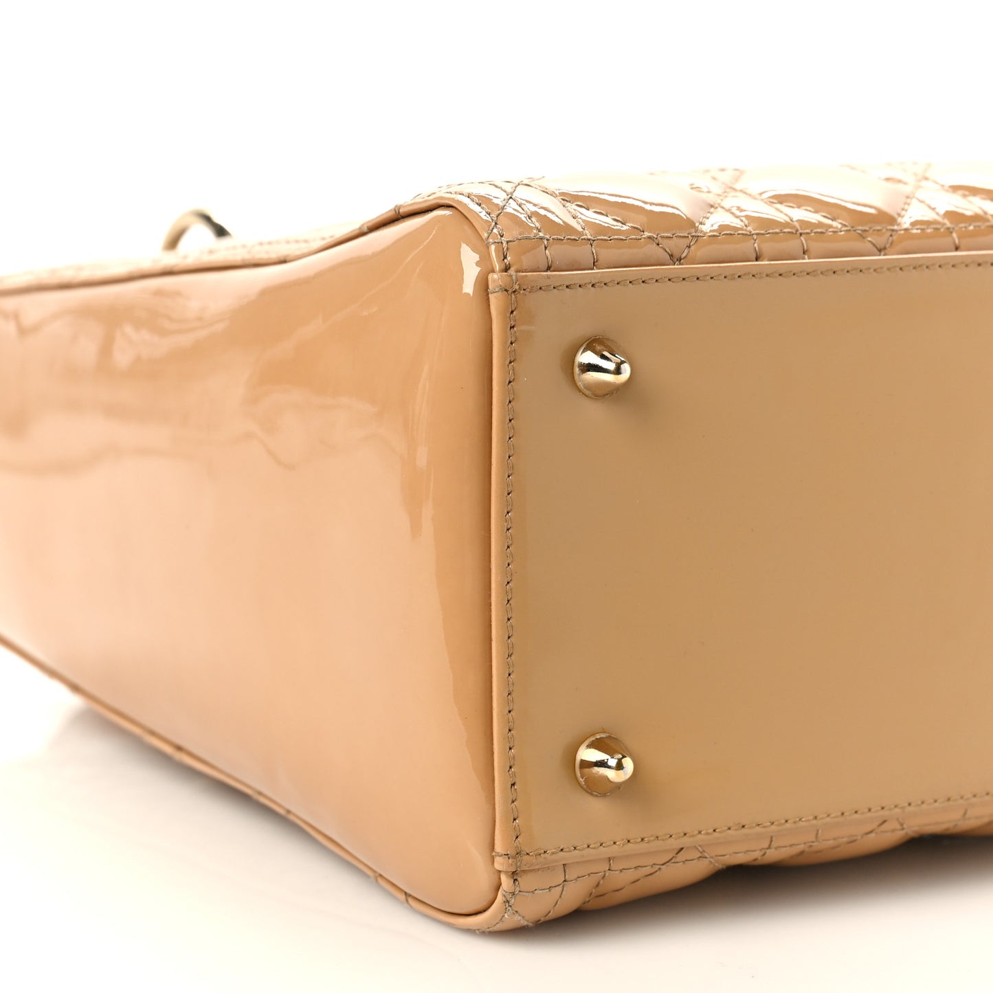 Patent Cannage Medium Lady Dior Beige