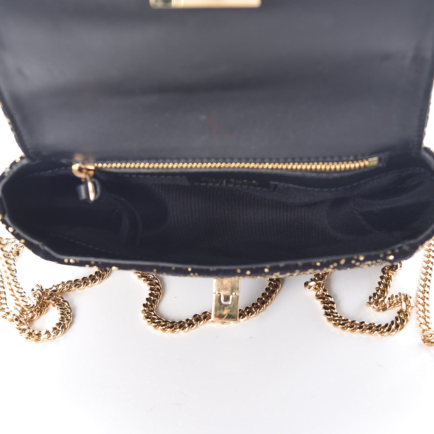 Glitter Mini Ruby Chain Crossbody Black