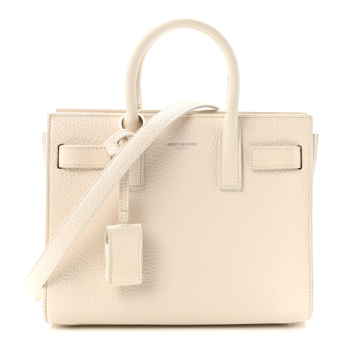Grained Calfskin Nano Sac de Jour Dove White