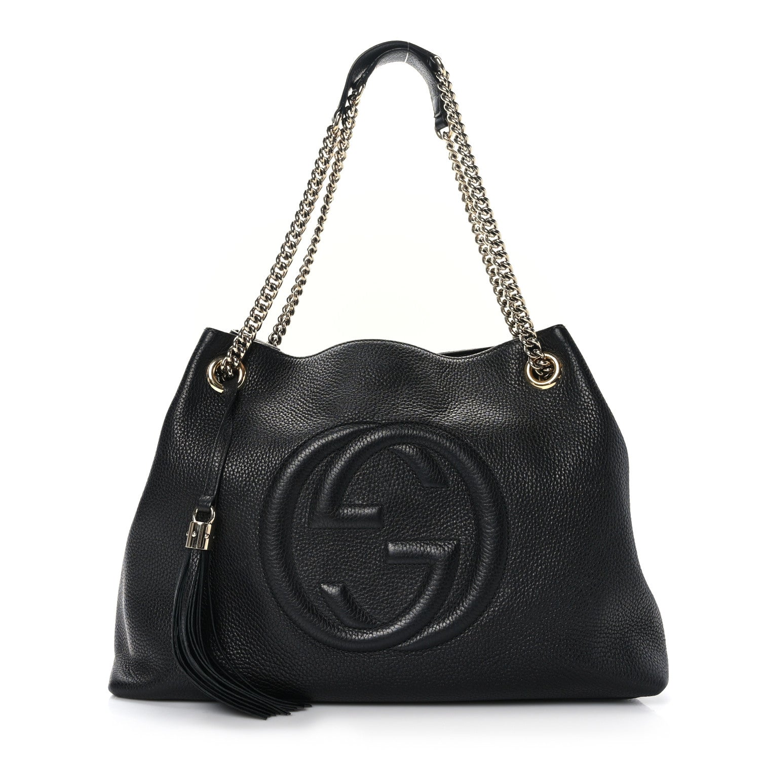 Gucci Pebbled Calfskin Medium Soho Chain Shoulder Bag Black 1 of 9