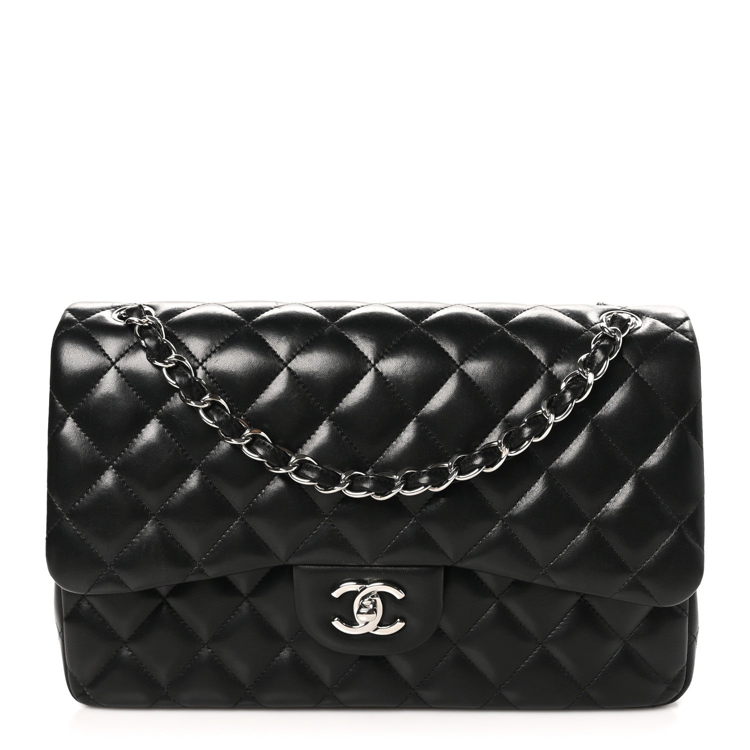 Chanel Lambskin Quilted Jumbo Double Flap Black 1 of 11