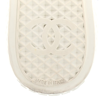 Chanel Printed Fabric Quilted High Top Sneakers 35 Green Pink Blue White 6 of 9